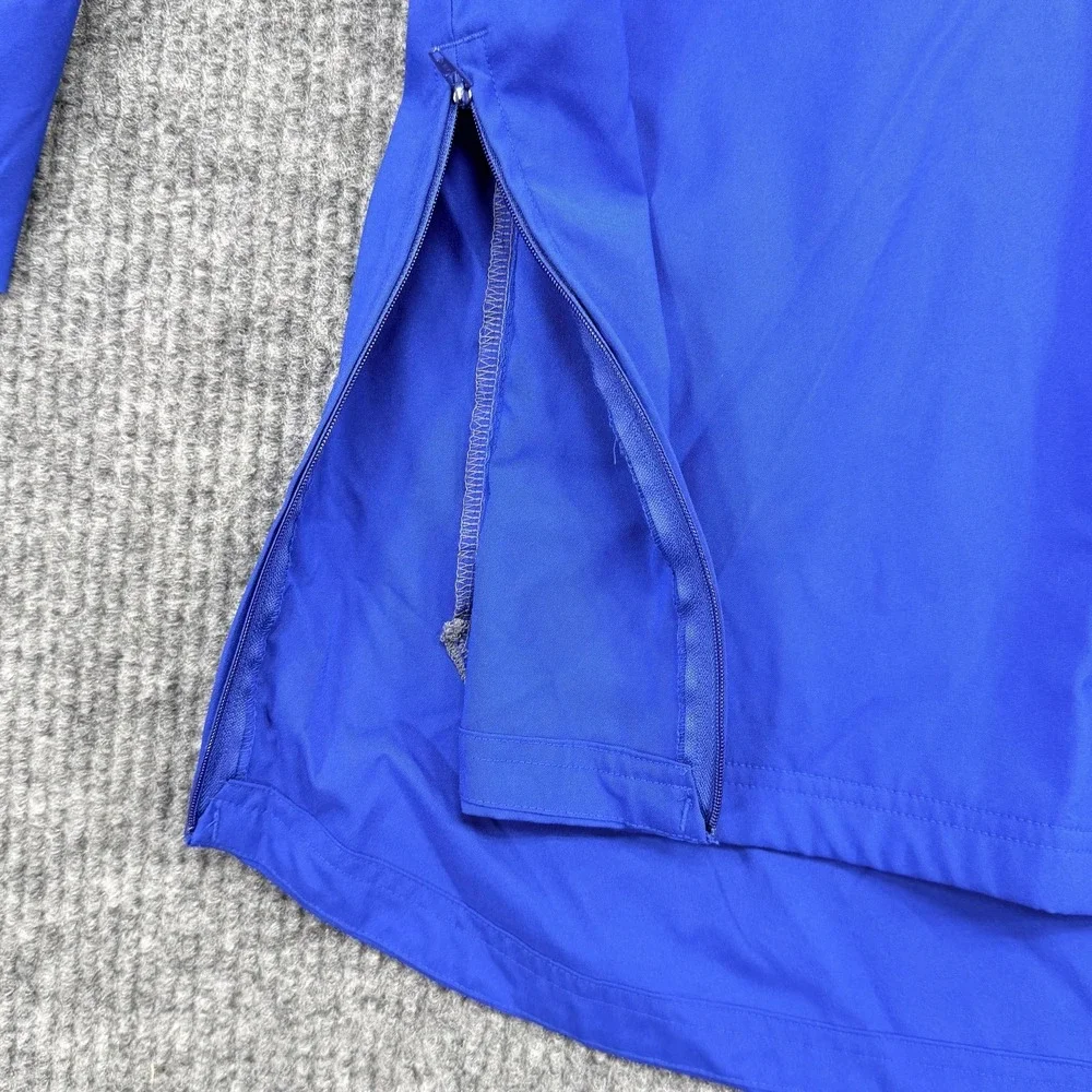 Adidas Jacket Mens Large Blue Gray 1/4 Zip Golf Windbreaker Lined Lightweight